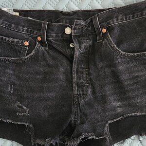 Womens Levi 501 Button fly black denim shorts size 30 size 30
